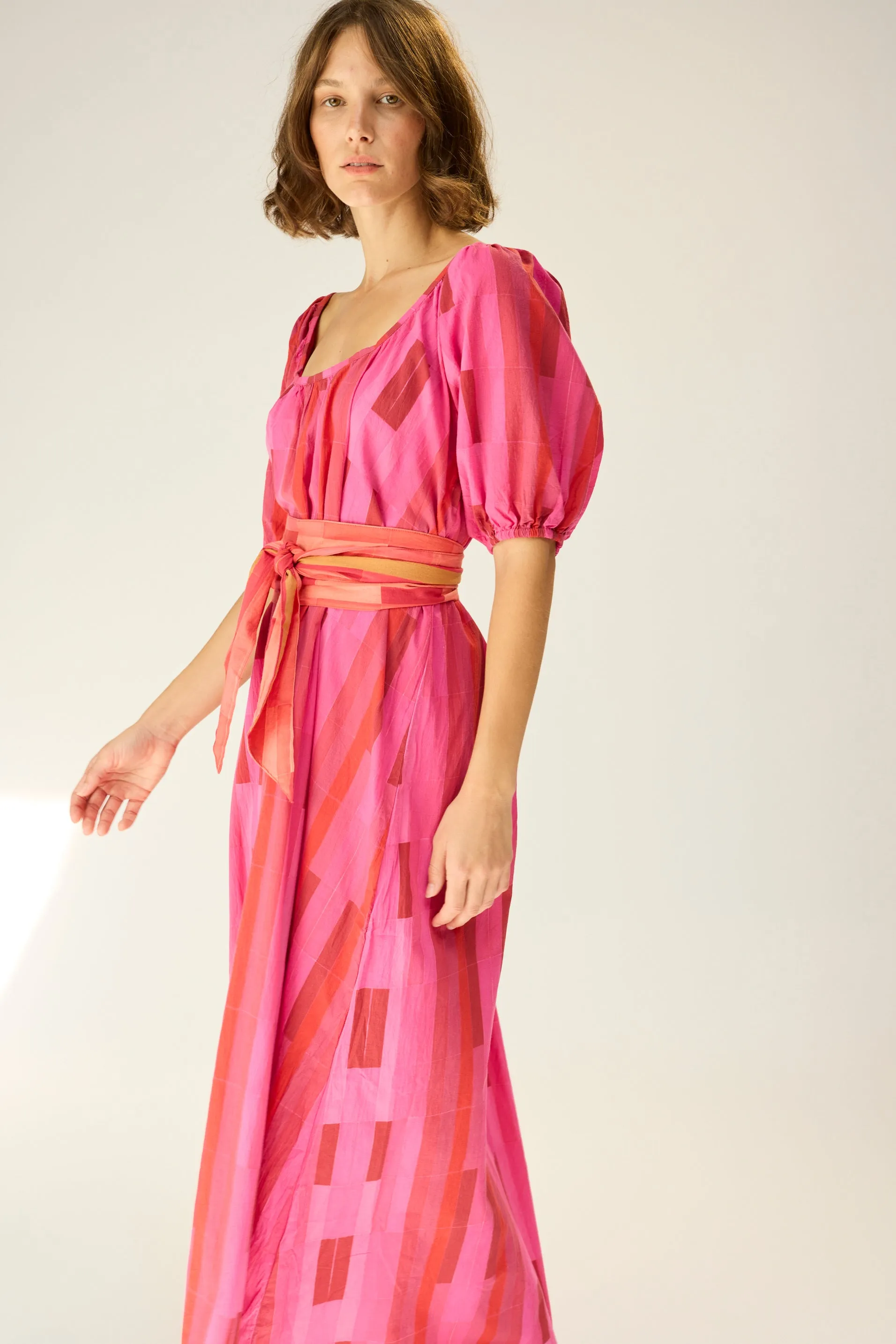 Versatile Layering VIVI DRESS WITH CONTRASTING SASH