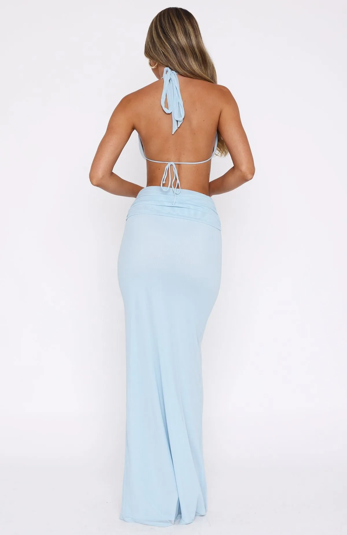 Button Down Collar DurableBlend Everybody's Watching Maxi Dress Baby Blue