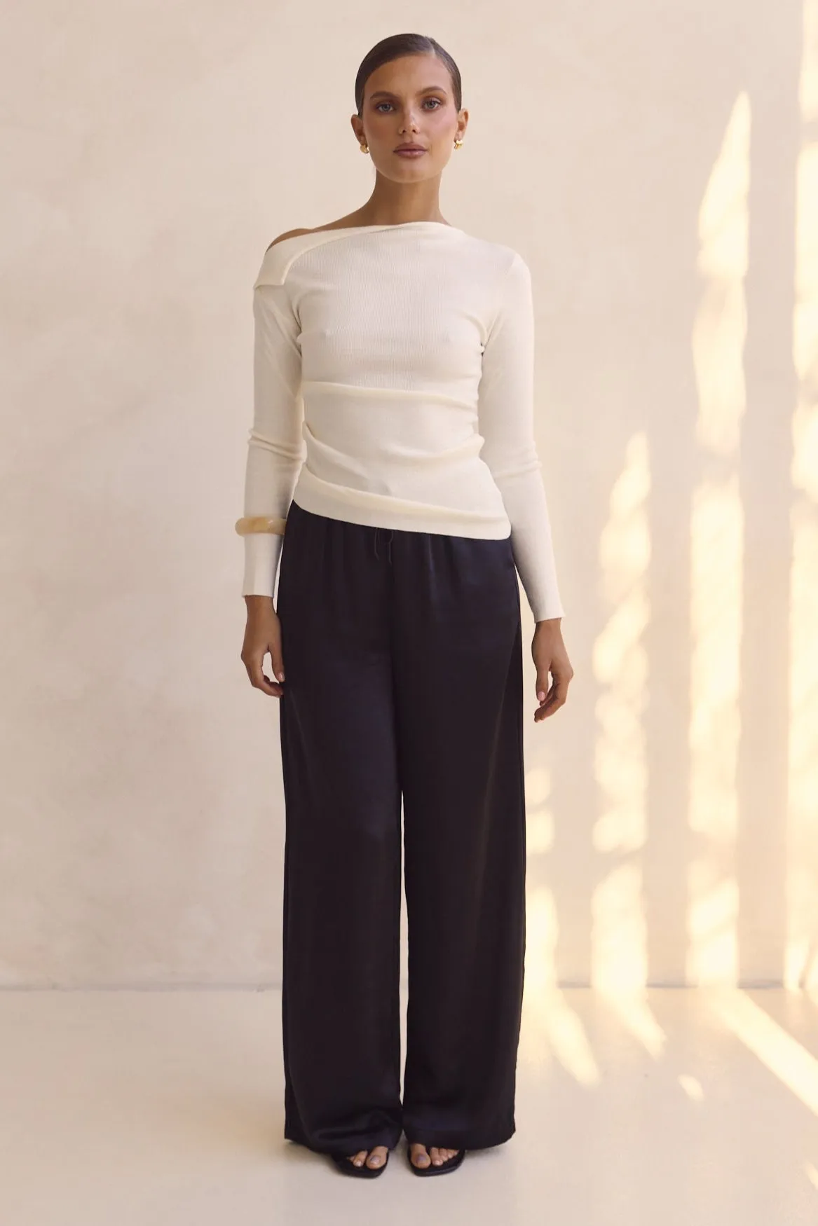 Tanya Knit Top (Cream) Easy Care Material