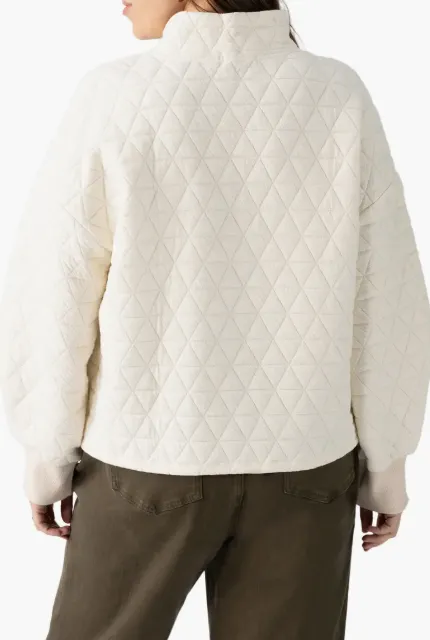 Oversized Collar Style Quilted Button Up Popover Sweater