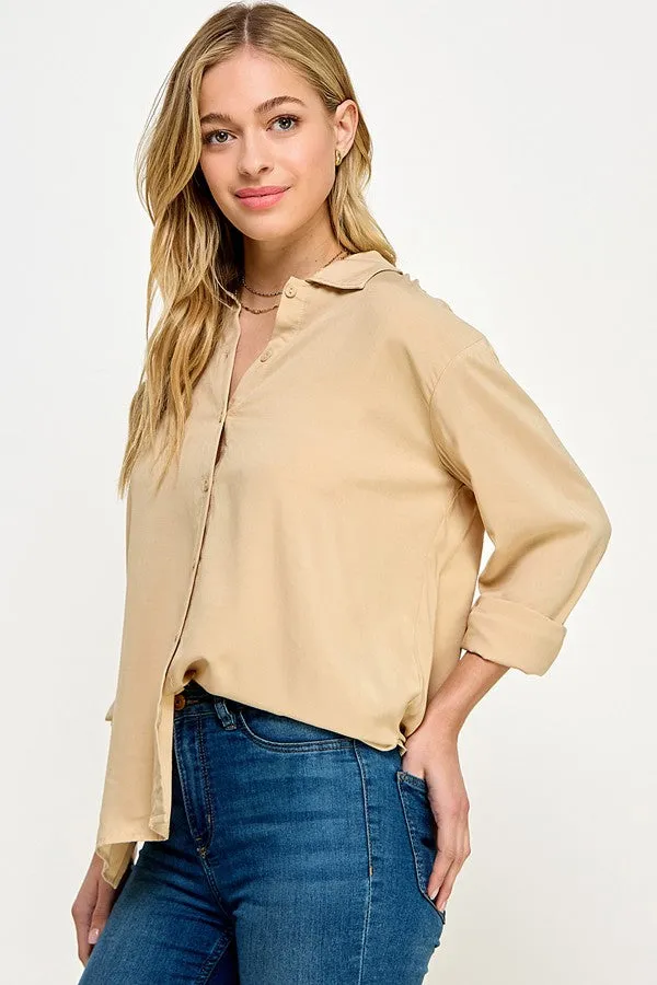 "Work Event" Plain Button Down Top