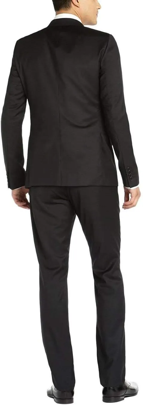 QZI Men's Slim Fit Suit Three Piece Notch Lapel Two Buttons Tux for Business