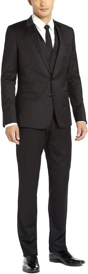 QZI Men's Slim Fit Suit Three Piece Notch Lapel Two Buttons Tux for Business