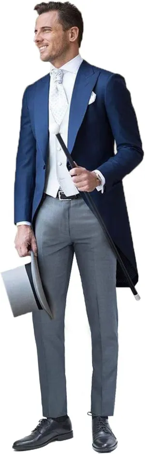 QZI Men's Slim fit Three Piece Suit for One Button Casual Formal Wedding Tuxedo