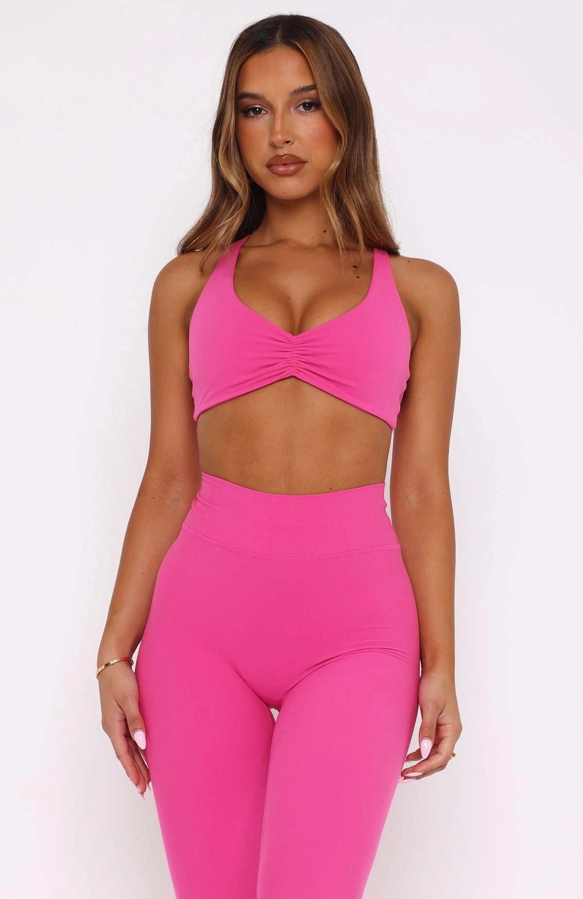 OdorResistant Fabric Bonded Seam Technique Race Me Sports Bra Bubblegum