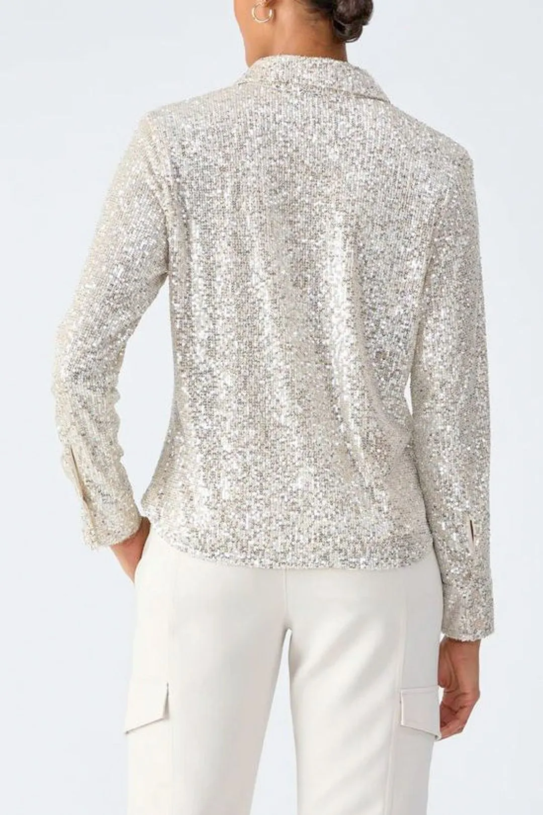 Radiant Sequin Shirt ClassicCrewNeck Stretch Weave Construction