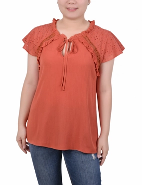 Eyelet Sleeve Blouse Fashionable Style