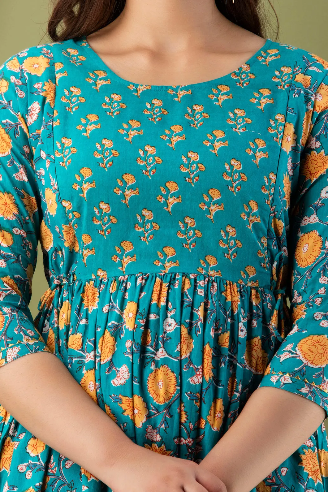 Rama Green Maternity Baby Feeding Dress