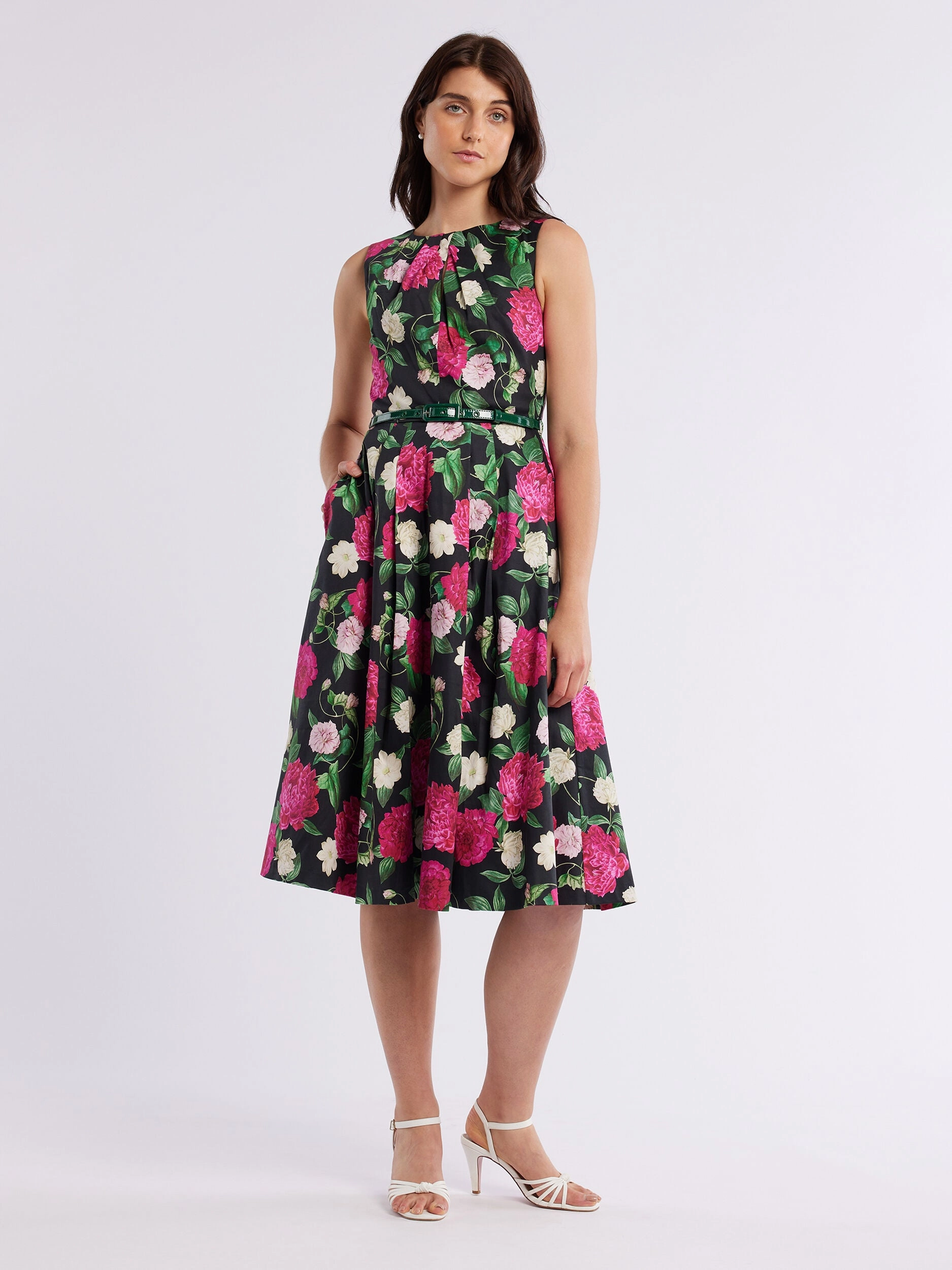 Sharp Look Feminine Structure Raspberry Peony Dress