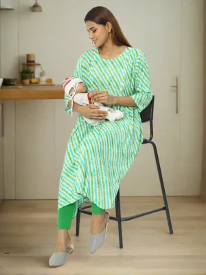 Rayon Maternity Feeding Kurti Blue & Green