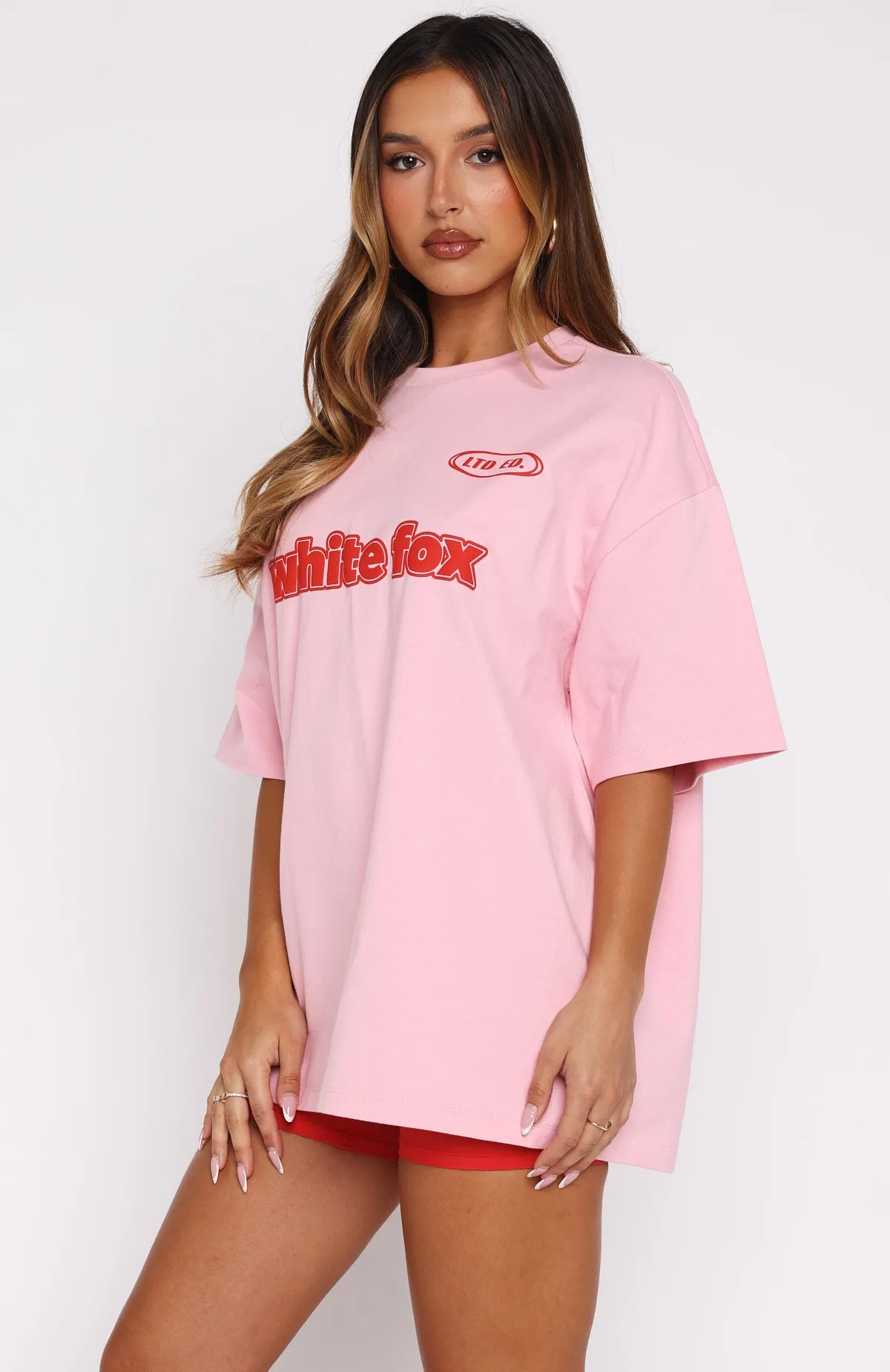 Overlock Edge Finish Ready To Go Oversized Tee Pink