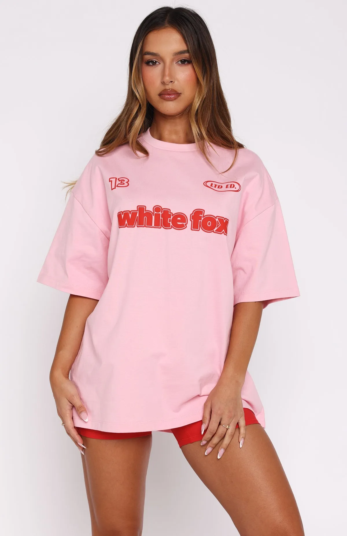 Ready To Go Oversized Tee Pink Water Repellent Finish DoubleLayered Hem
