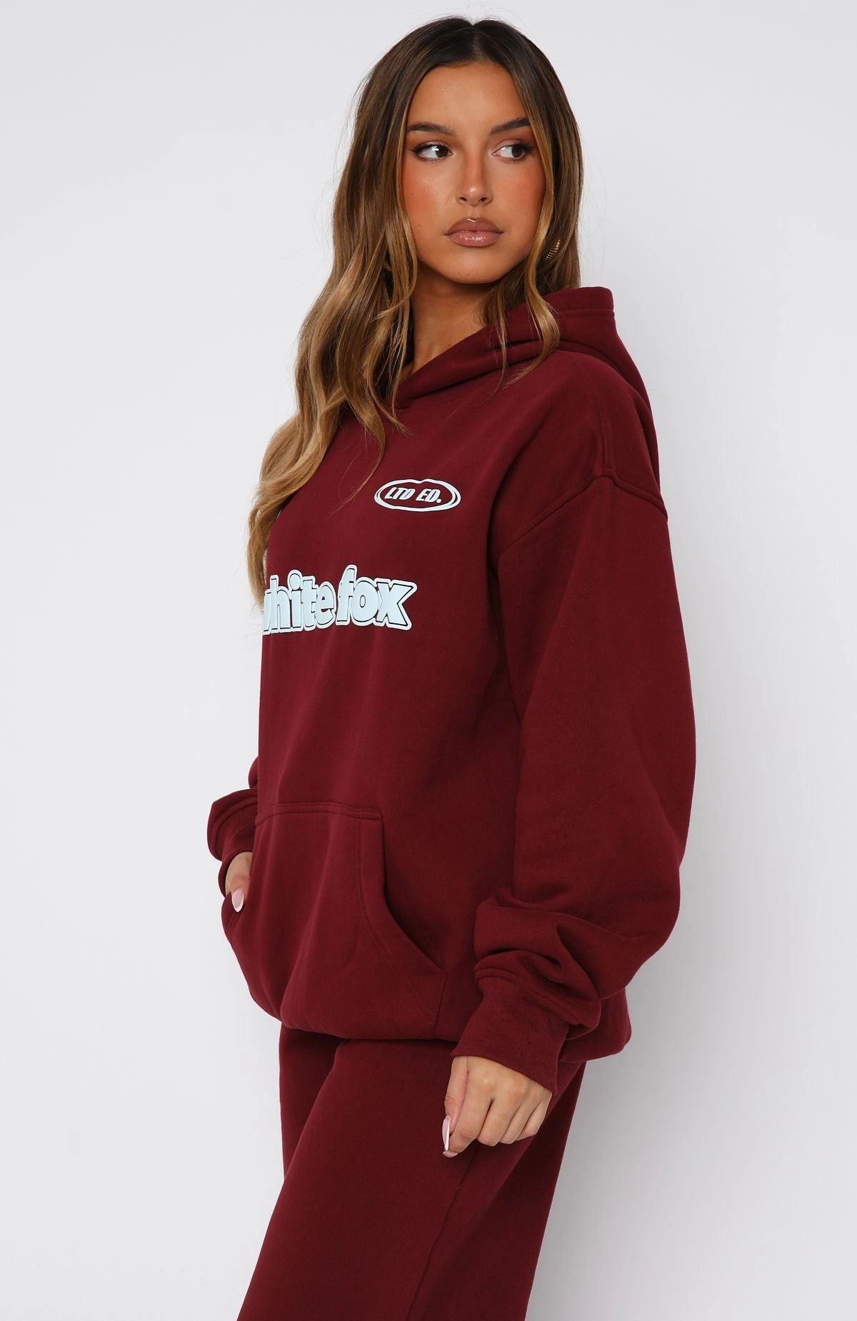 Ready To Go Oversized Hoodie Burgundy Minimal Vibe Ribbed Structure