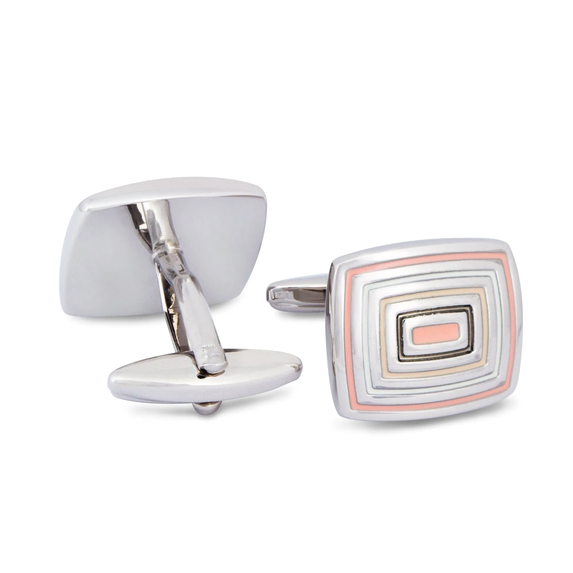 Rectangle Ripples Cufflinks in Blush and Biege (Online Exclusive)