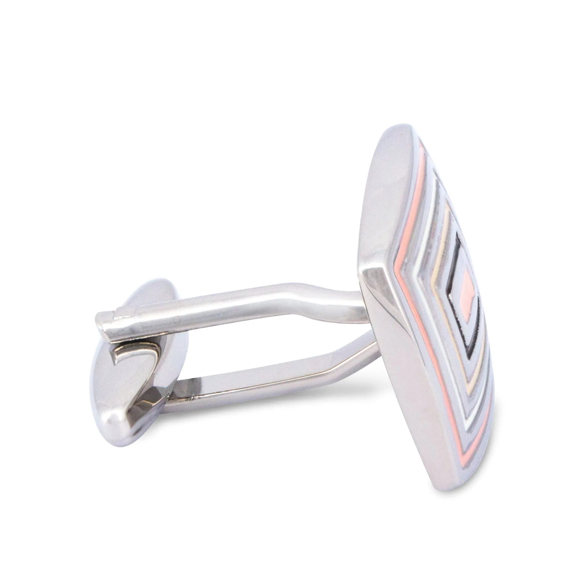 Rectangle Ripples Cufflinks in Blush and Biege (Online Exclusive)