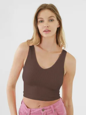 Reversible Ribbed Crop Top Multipanel Construction
