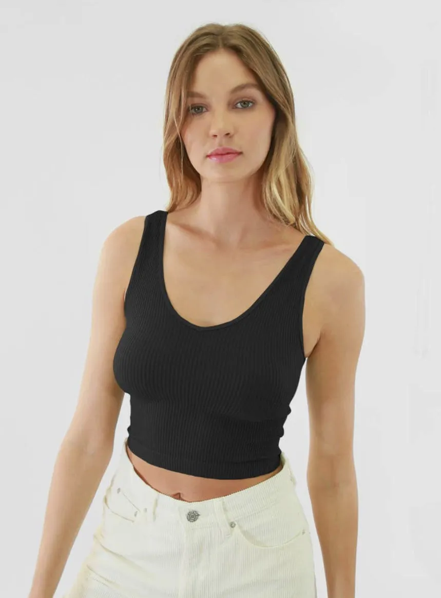 Reversible Ribbed Crop Top ReflectiveTrim