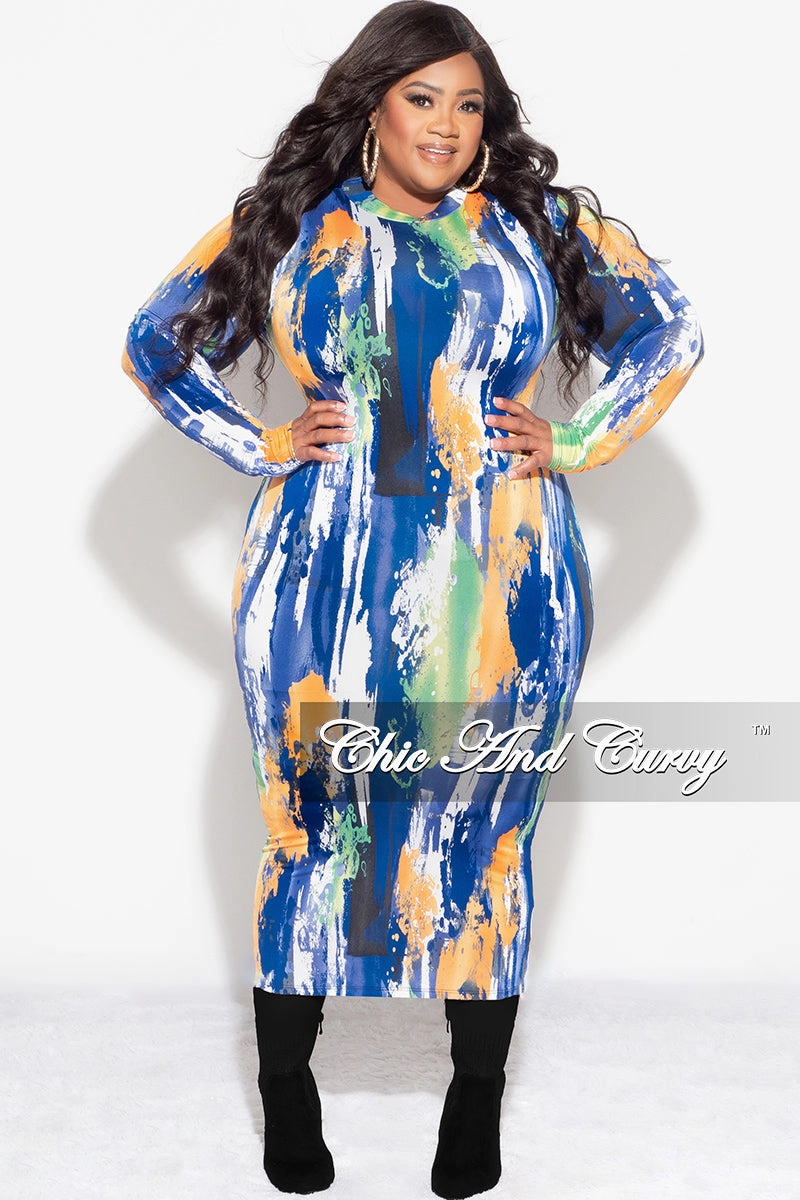 Final Sale Plus Size BodyCon Midi Dress in Multi Color Print Fit Freedom