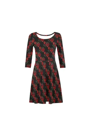 Red & Black Checkered 3/4 Sleeve Swing/Sundress