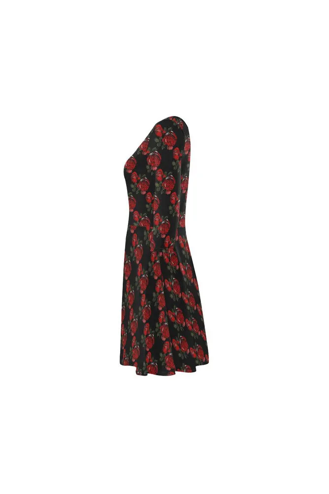 Red & Black Checkered 3/4 Sleeve Swing/Sundress