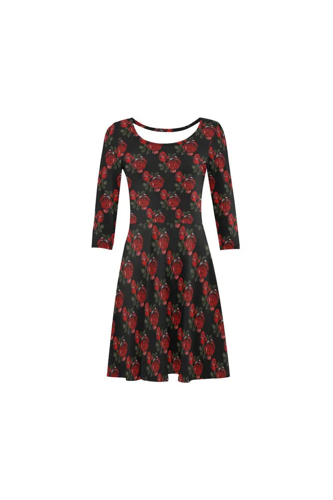 Red & Black Checkered 3/4 Sleeve Swing/Sundress