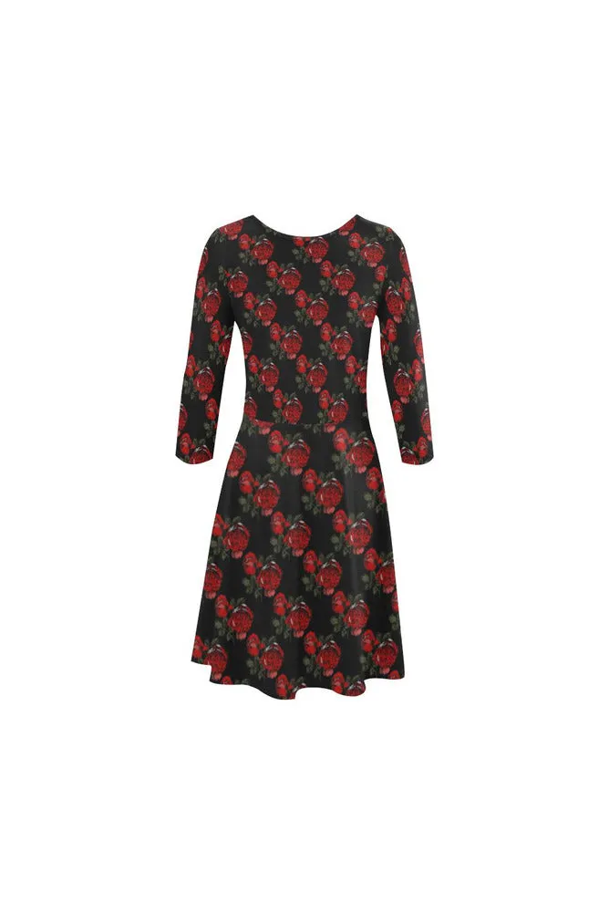 Red & Black Checkered 3/4 Sleeve Swing/Sundress
