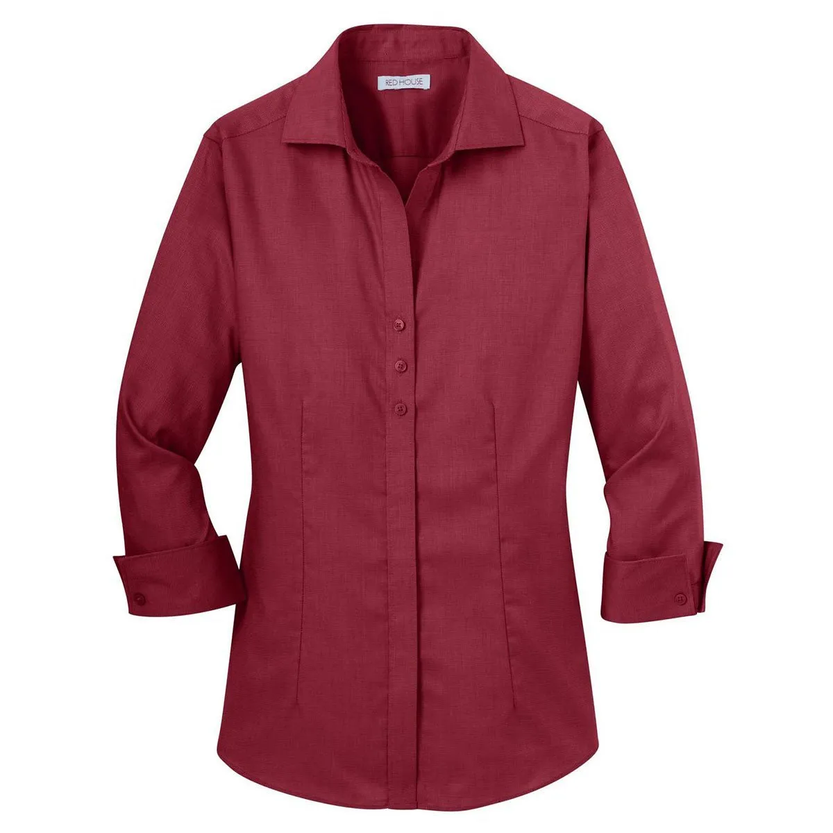 Red House Women's Deep Red 3/4-Sleeve Nailhead Non-Iron Shirt