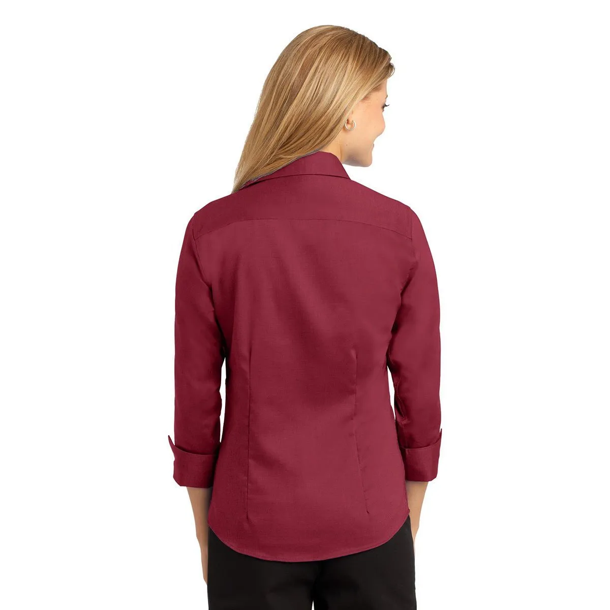 Red House Women's Deep Red 3/4-Sleeve Nailhead Non-Iron Shirt