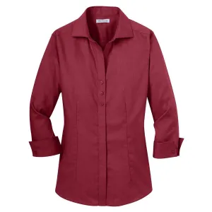 Red House Women's Deep Red 3/4-Sleeve Nailhead Non-Iron Shirt