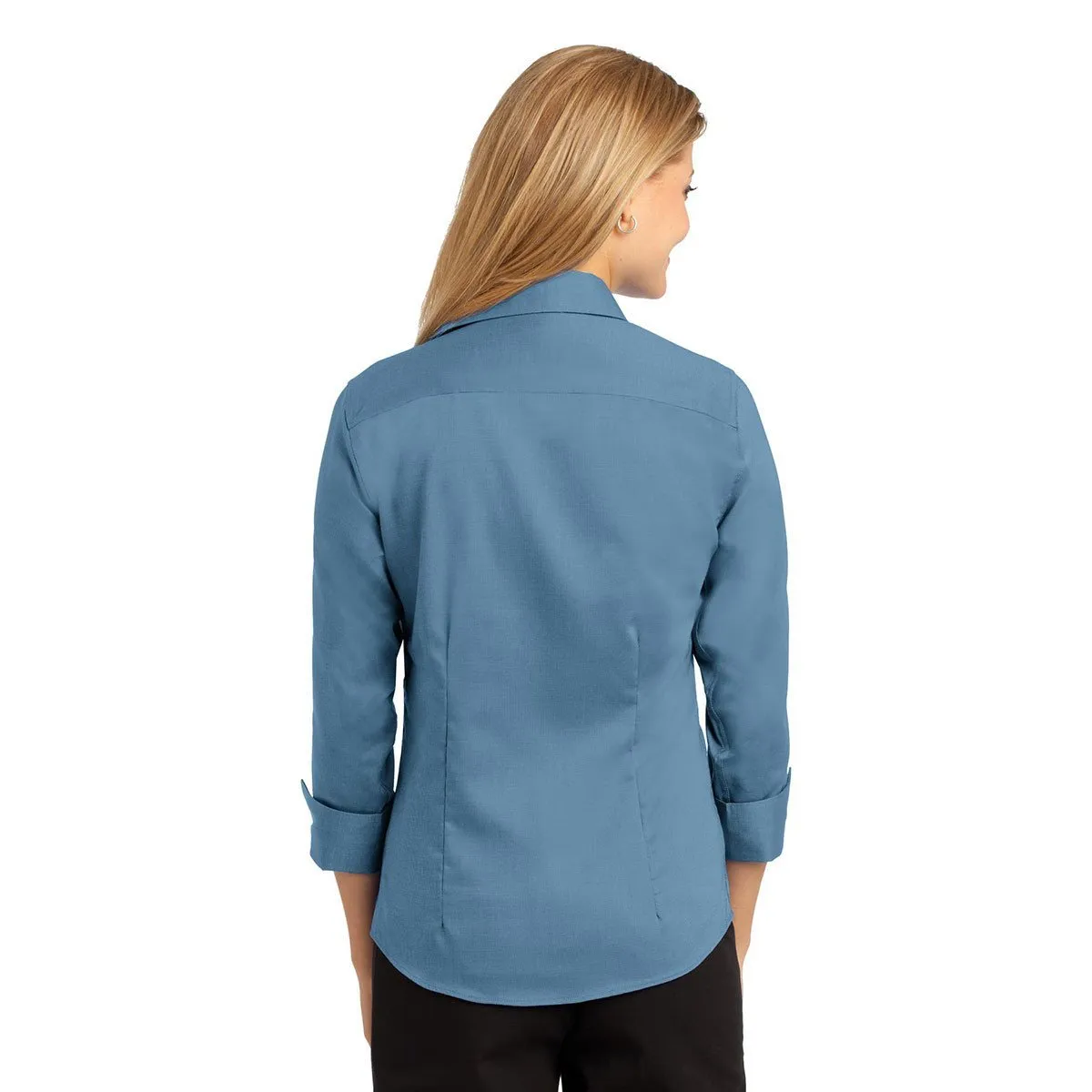 Red House Women's Teal Blue 3/4-Sleeve Nailhead Non-Iron Shirt