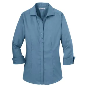 Red House Women's Teal Blue 3/4-Sleeve Nailhead Non-Iron Shirt