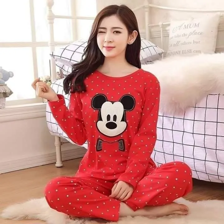 Red Micky Mouse (Full Sleeves Night Suit)