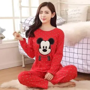 Red Micky Mouse (Full Sleeves Night Suit)