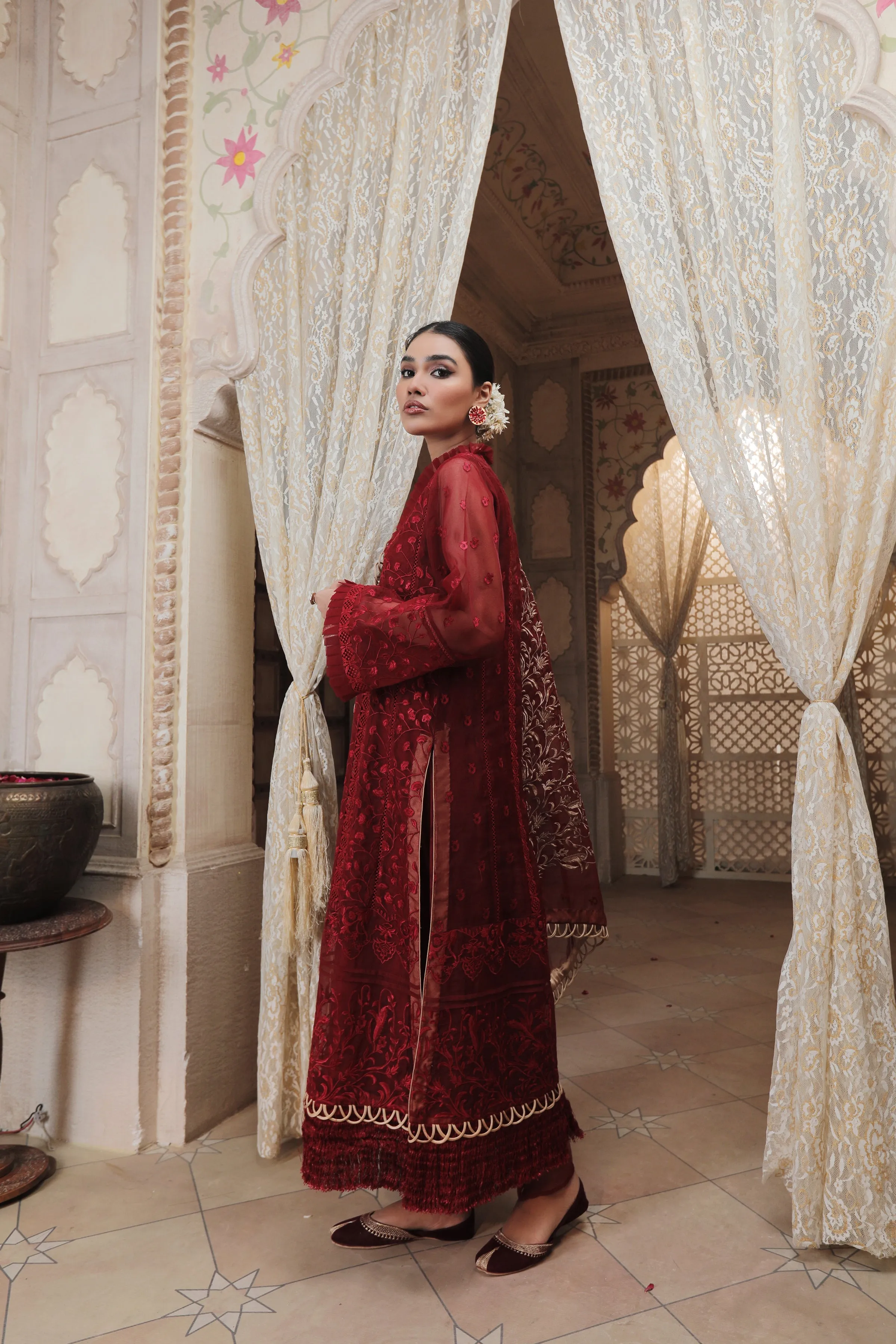Red Pakistani Dress with Elegant Embroidery #PF359