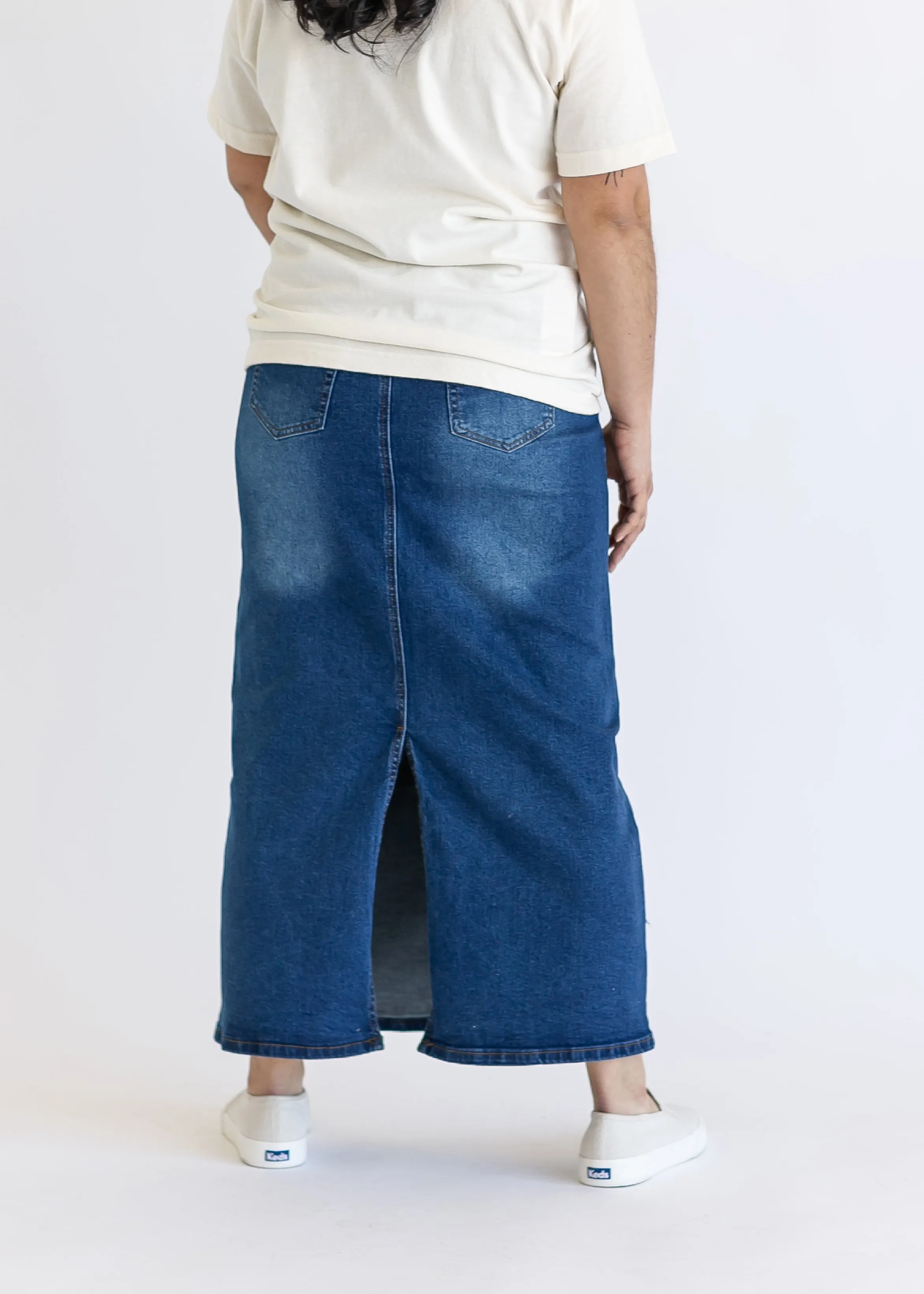 Reece Maternity Long Denim Skirt - FINAL SALE