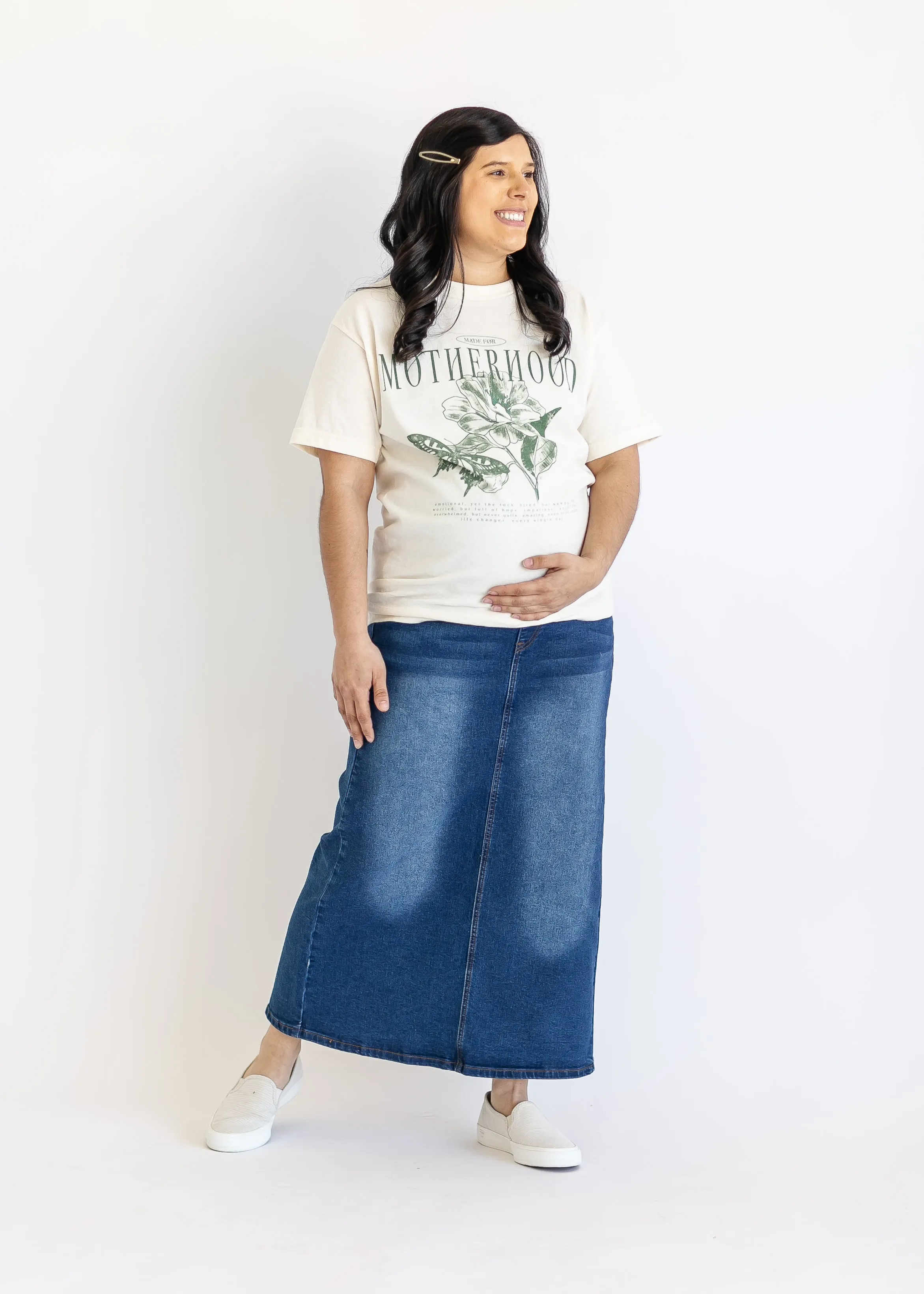 Reece Maternity Long Denim Skirt - FINAL SALE