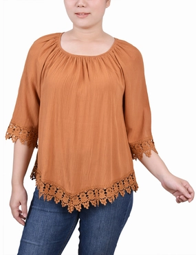 NonIrritatingEdges AntiSnag Fabric Petite 3/4 Sleeve Peasant Blouse