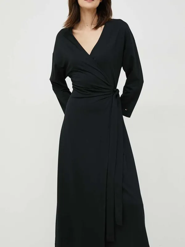 Reg Visc Wrap Knee Dress 7/8