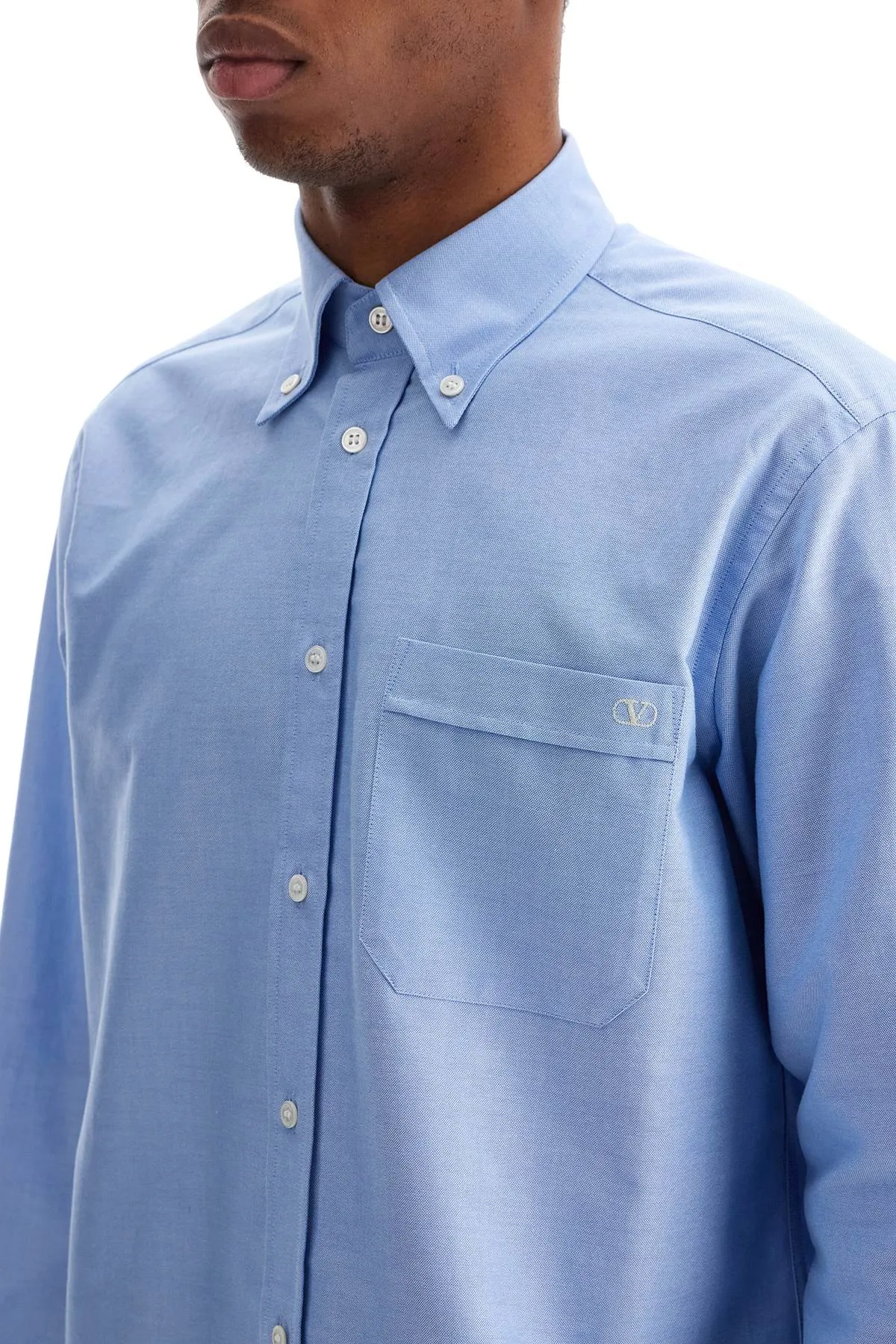 regular fit shirt with pocket 6V3ABQ35AL2 CELESTE