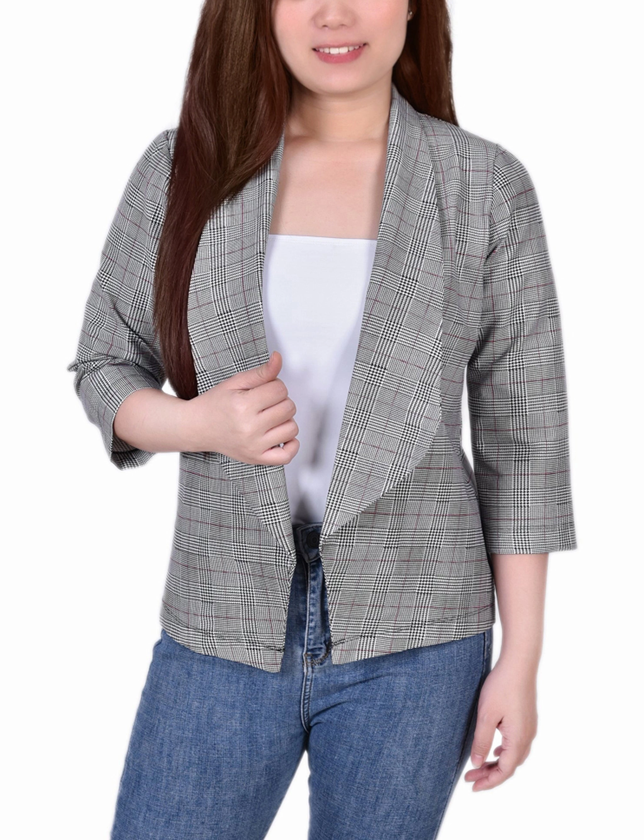 UPFProtection Antimicrobial Finish Petite 3/4 Sleeve Ponte Jacket