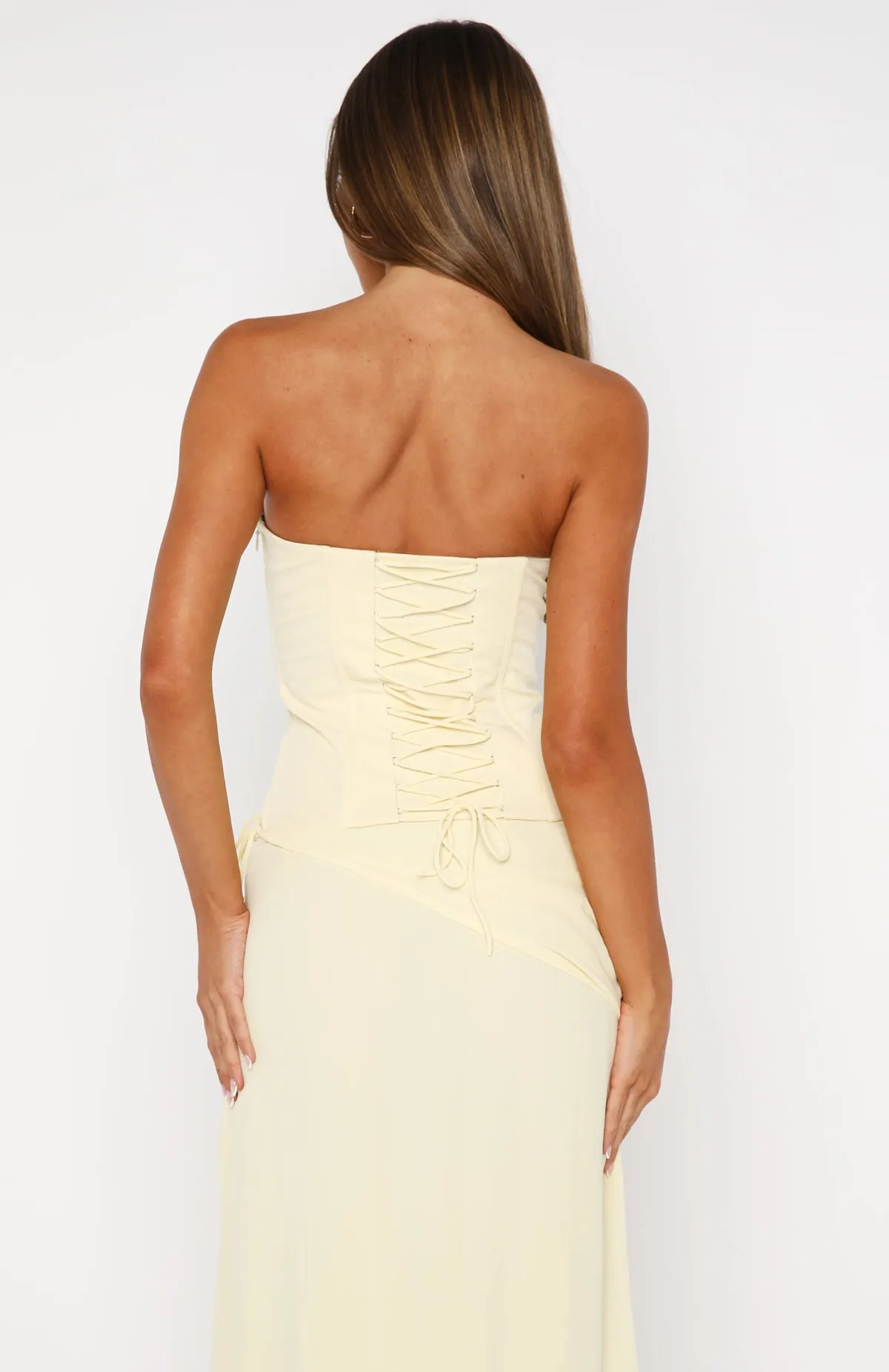 Clean Aesthetic Soft Motion Bye Girl Strapless Bustier Butter