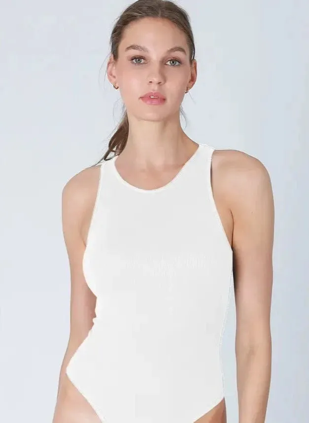 Thermochromic Color Shift Tech Butter Soft Handfeel Ribbed High Neck Bodysuit