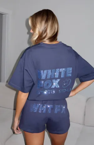 Always Shining Oversized Tee Navy Jacquard Pattern