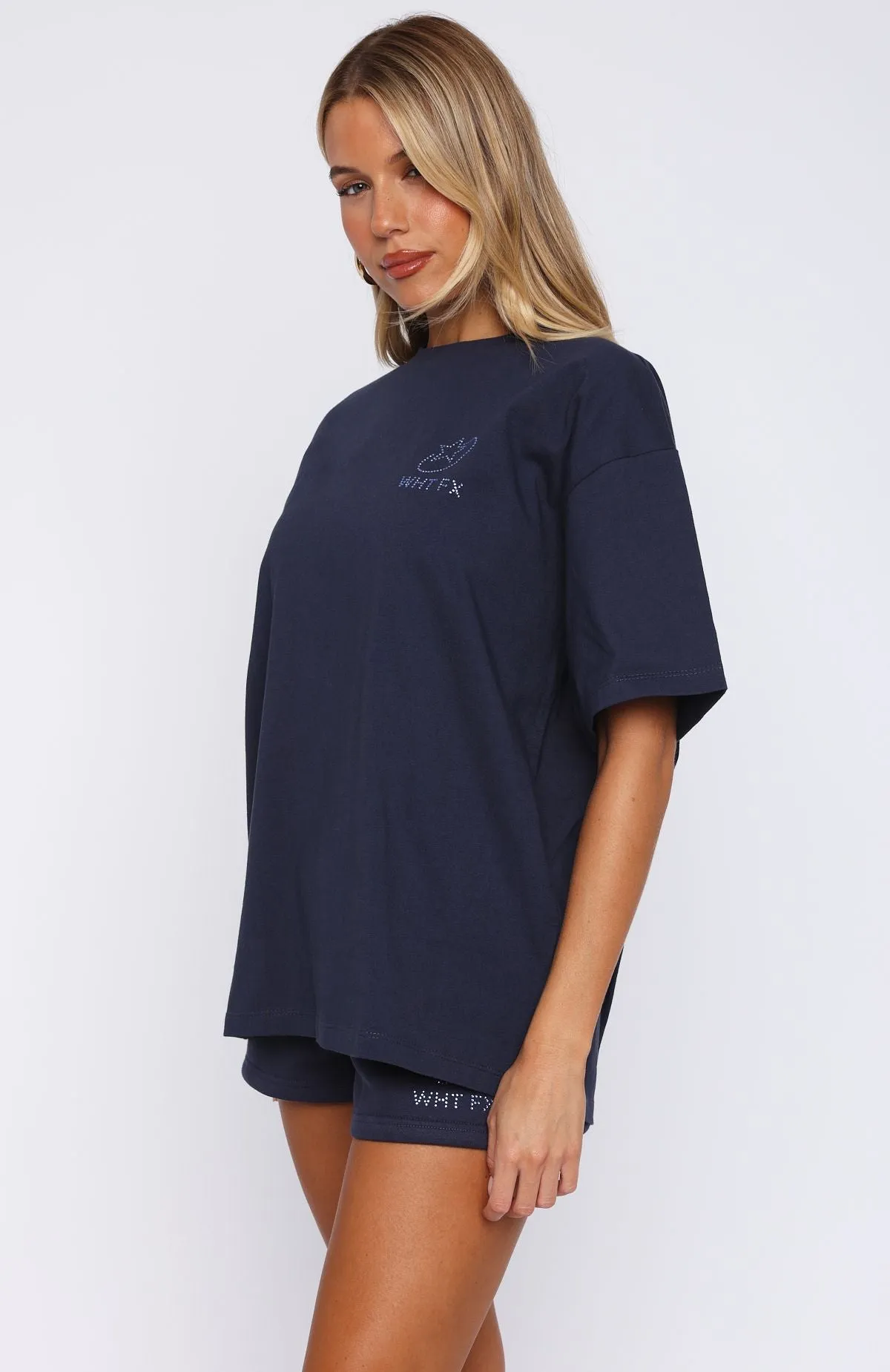 Always Shining Oversized Tee Navy Neutral Colors Work Day