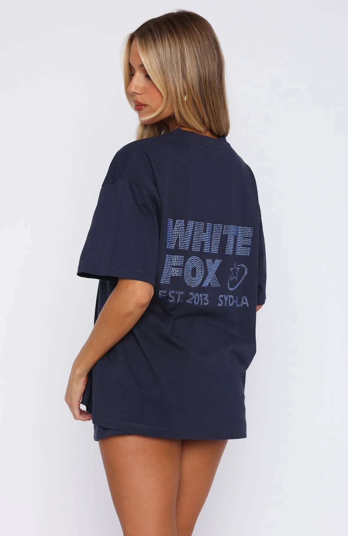 Always Shining Oversized Tee Navy Non Restrictive Silhouette