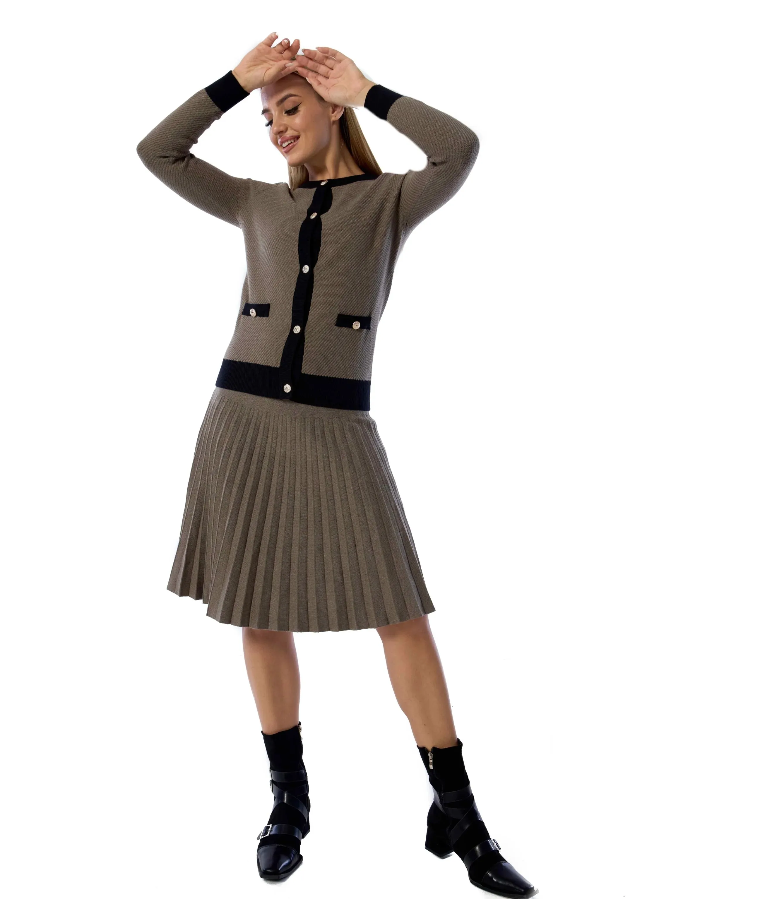 Soft Tones MM PURPLE LABEL - OLIVE GREEN PLEATED (PLUS SIZE)