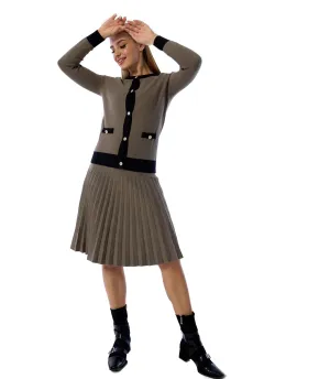 Layered Look MM PURPLE LABEL - OLIVE GREEN PLEATED (PLUS SIZE)