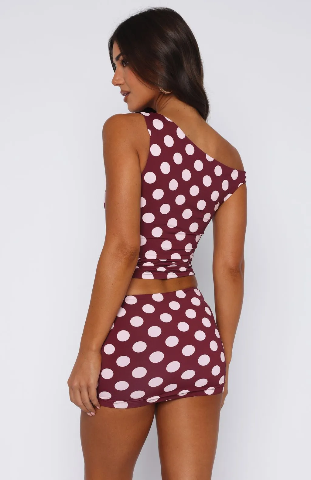 Quick Dry Blend Formal Blouse Stay With You Top Burgundy Polka Dot
