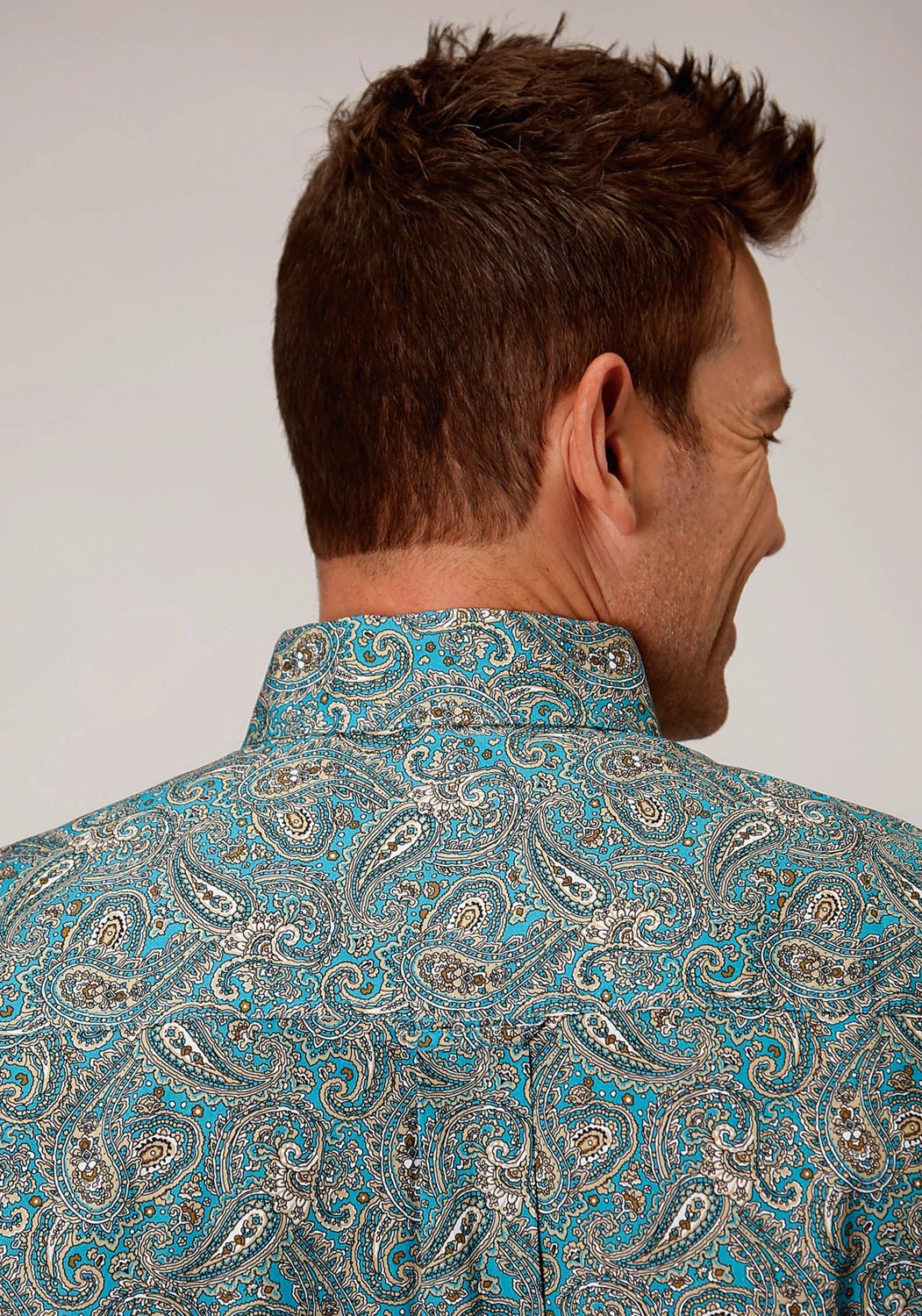 Chilly Weather Wear Roper Mens Blue 100% Cotton Saddle Paisley BD S/S 1 Pkt Shirt
