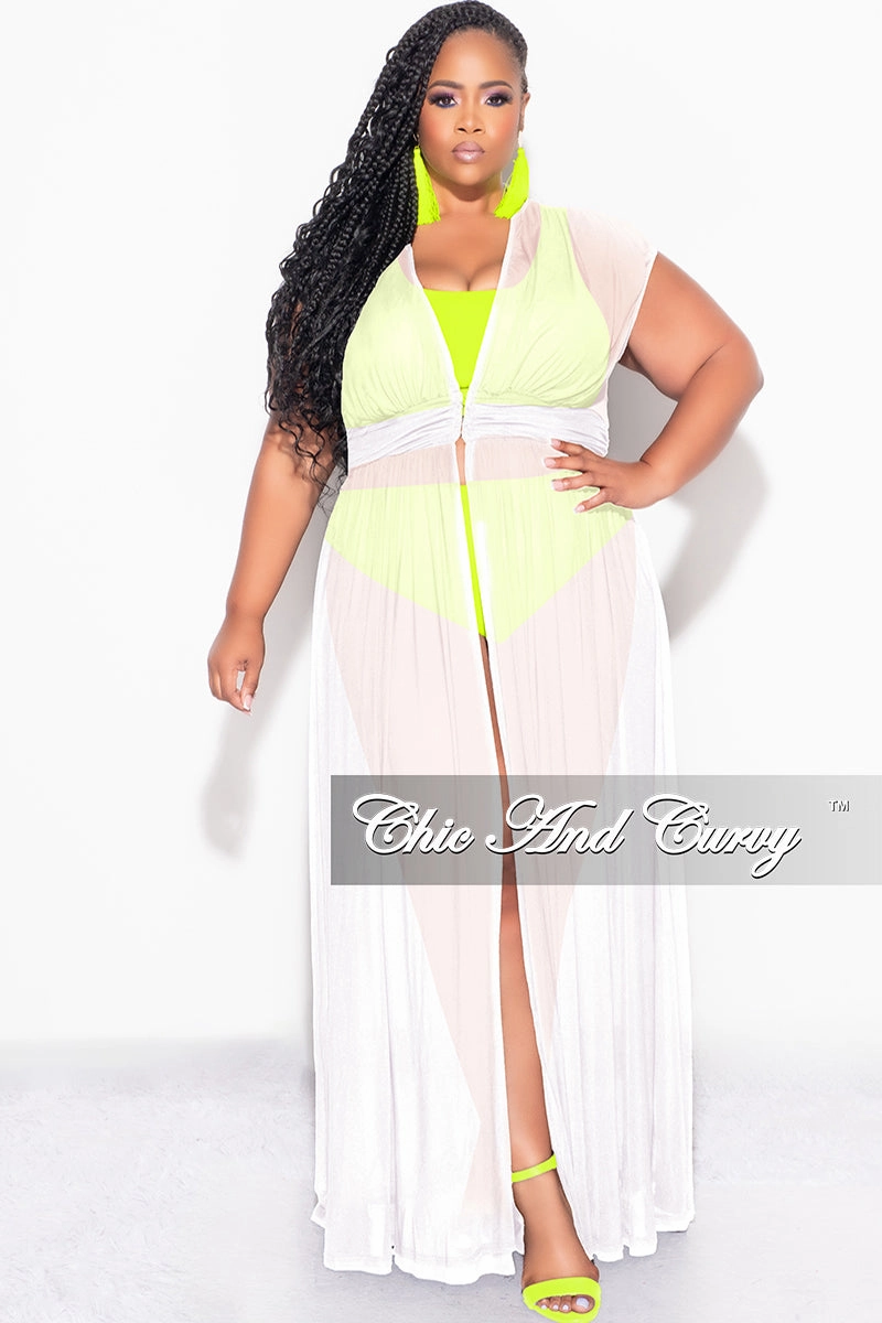 Casual Vibes Final Sale Plus Size Goddess Cover Up / Duster in Ivory Chiffon